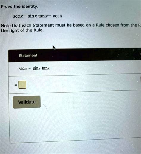 Solved Prove The Identity Sec X Sin X Tan X Cos X Note That