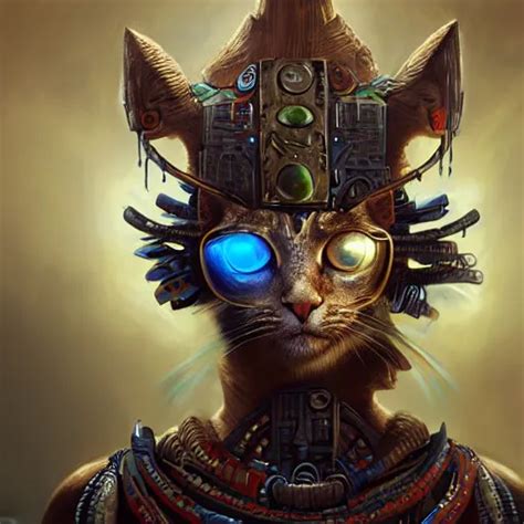 A Portrait Of A Cybernetic Chieftain Cat With Stable Diffusion