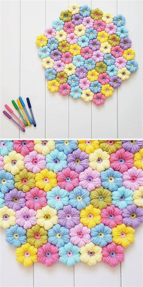 Puff Flower Crochet Baby Blanket Best Flower Site