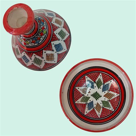 Handmade Red Tagine Hand Painted Tagine Pottery Kitchenware Serving