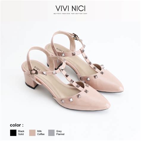 Jual Vivi Nici Myesha Sepatu Sandal Mules Hak Cm Shopee Indonesia