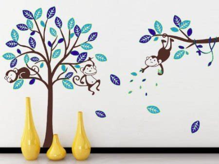 WallStickersDecal Dschungel Wald Tier Affe Baum Wandtattoo