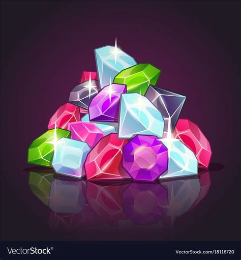 Gems Pile Cartoon Vector Image On Vectorstock In 2023 Diamond Vector