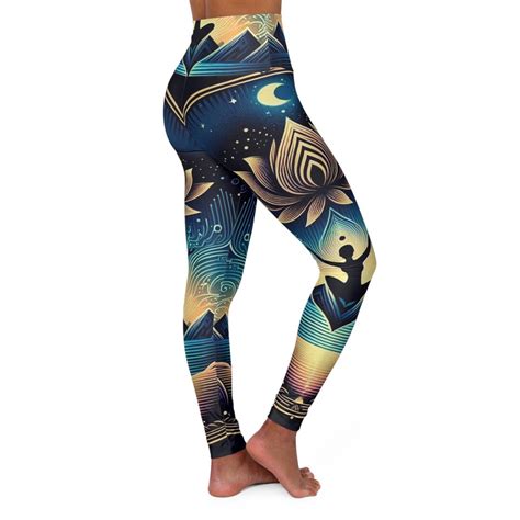 Yoga Leggings Soundwave Serenity Design Womens Leggings High Waist