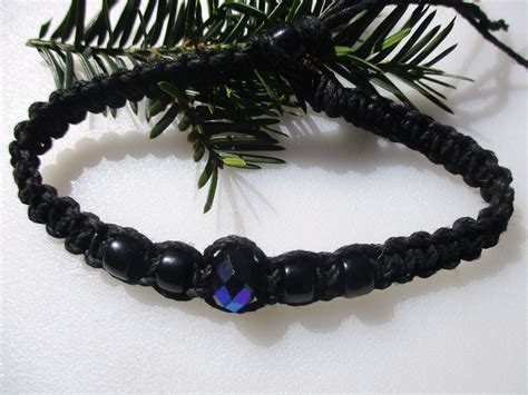 Hemp Necklace Hemp Choker Irridescent Bead Focal Black Etsy