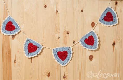 Granny Heart Triangle Bunting Free Pattern Loopsan Crochet Blog