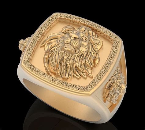 14k Gold Over Lion Ringlion Head Ring Lion Face Ring For Etsy