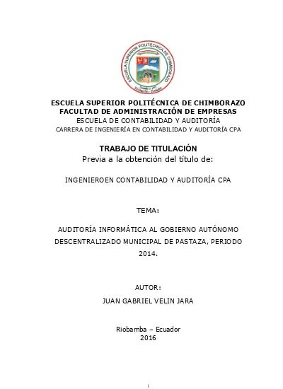 Auditor A Inform Tica Al Gobierno Aut Nomo Descentralizado Municipal De