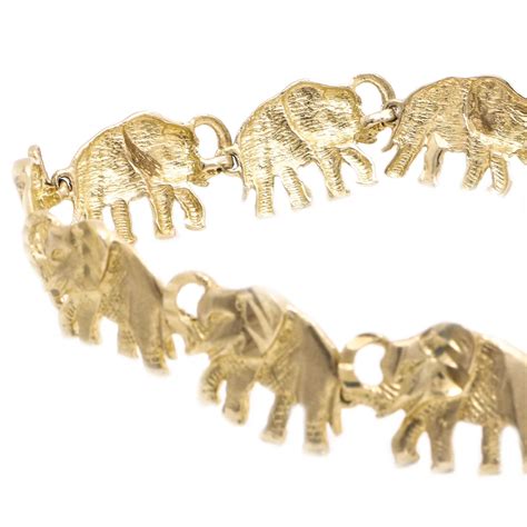 14k Yellow Gold Elephant Bracelet Ebth