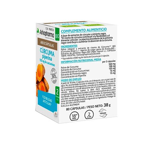 Comprar Arkopharma cúrcuma piperina Bio 80 capsulas