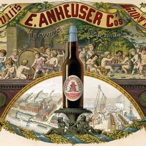 Anheuser Lager Beer Vintage Ad Poster St Louis Waterfront Brewery Nude Putti Working