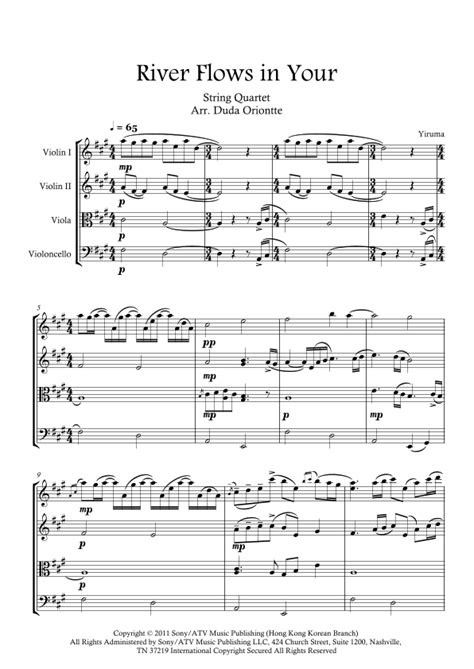 River Flows In You Arr Duda Oriontte By Yiruma Sheet Music For