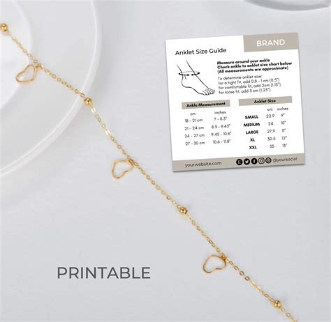 Necklace Size Chart Template Canva Editable Jewelry Size Guide Set