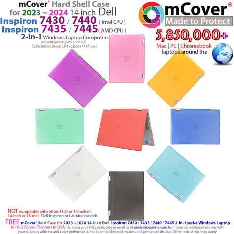 MCover Hard Shell Case For 2023 2024 Dell Inspiron 7430 7435 7440 7445