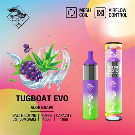 Tugboat Evo Aloe Grape 4500 Puffs Disposable Yuoto Dubai The Best