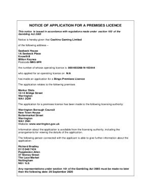 Fillable Online Notice Of Application For Premises Licence Form A Fax