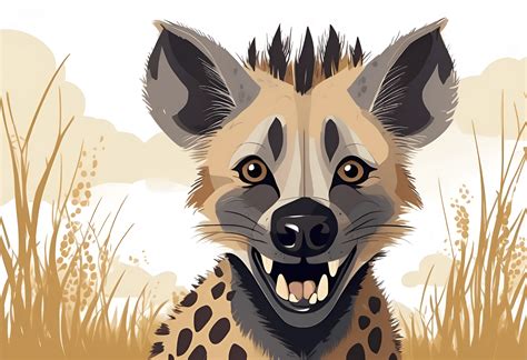 Smiling Hyena in Cartoon Style - AI Scribbles - Download Now