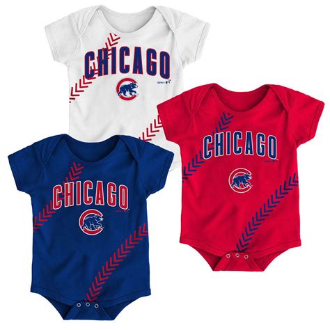 Chicago Cubs Newborn Infant Fan Tastic 3 Pack Bodysuit Set By