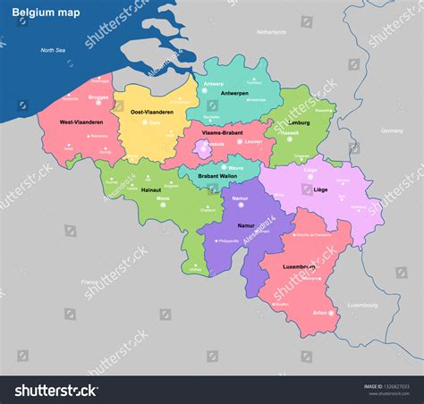 Belgium Political Map Capital Brussels National Stock Vector (Royalty ...