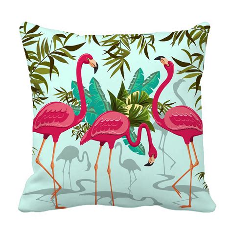 YKCG Pink Flamingo Tropical Floral Palm Leaves Pillowcase Pillow