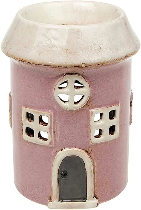 Shudehill Giftware Village Pottery Round Pink House Ceramic Tealight