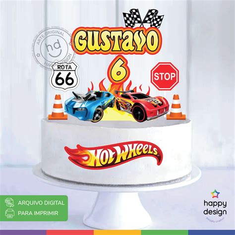 Topo De Bolo Hot Wheels Arte Digital Personalizada Elo