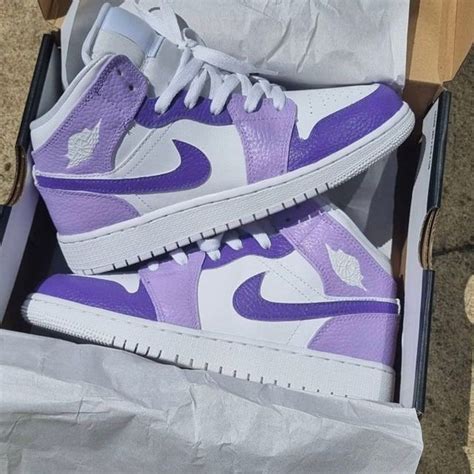 Custom Violet And Lilac Air Jordan 1 Mids Preppy Shoes Nike Shoes