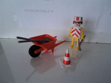 Playmobil Vintage Chantier Set De Ouvrier Avec Brouette Et