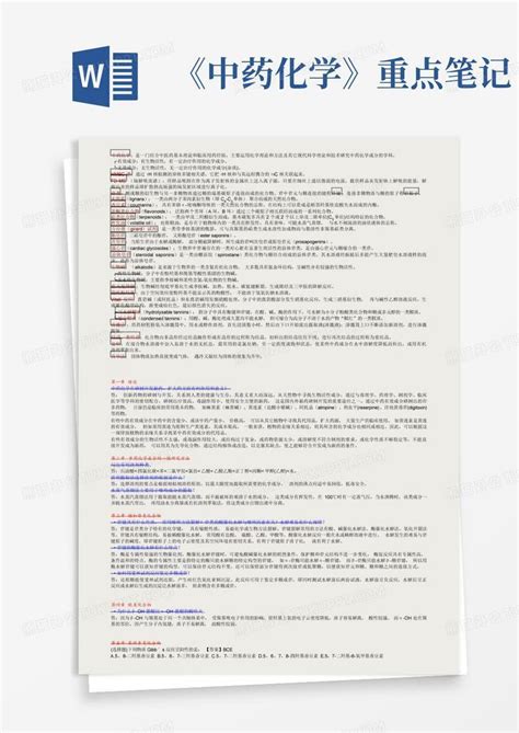 《中药化学》重点笔记word模板下载编号lvzmbexy熊猫办公