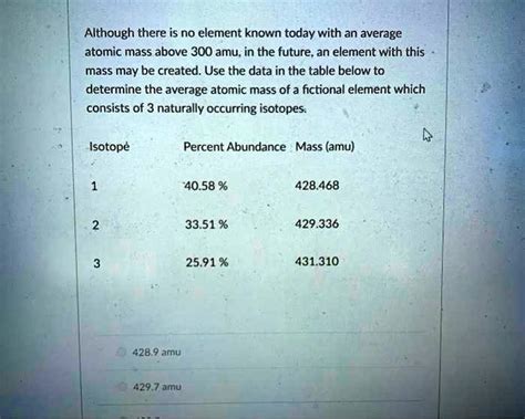 Although There Is No Element Known Today With An Average Atomic Mass