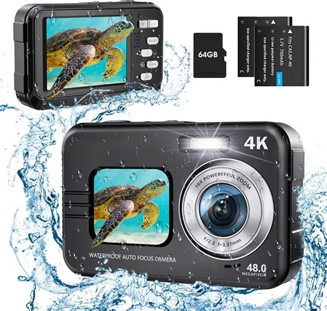 Fotocamera Digitale Impermeabile 4K 48MP Autofocus Fotocamera Subacquea