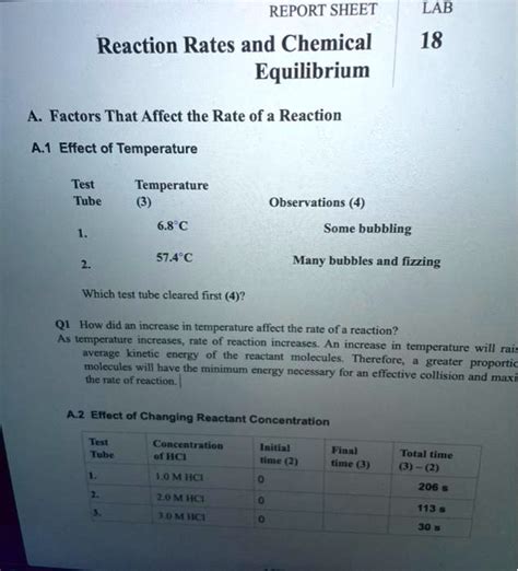 Solved Report Sheet Reaction Rates And Chemical Equilibrium Lab A