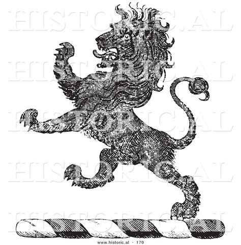 Historical Vector Illustration of a Lion Crest - Black and White ...