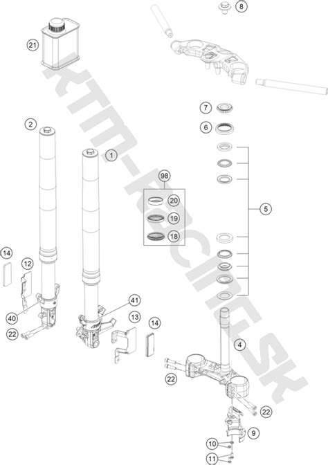 KTM Racing Schéma FRONT FORK TRIPLE CLAMP pre model KTM Sport Bike
