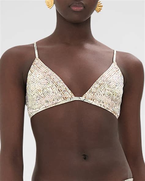 Camilla Ivory Tower Tales Crystal Triangle Bikini Top Neiman Marcus