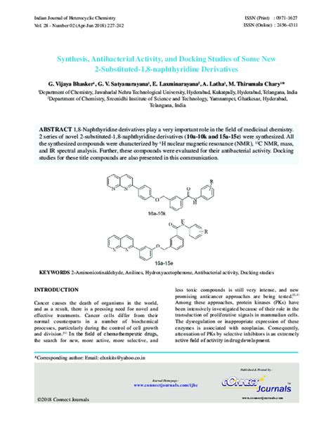 Pdf Synthesis Antibacterial Activity And Docking Studies Of Some