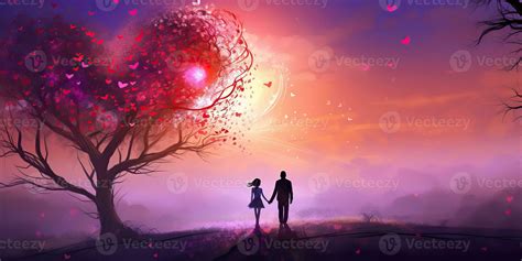 AI Generated. AI Generative. Lovely romantic love couple together with ...