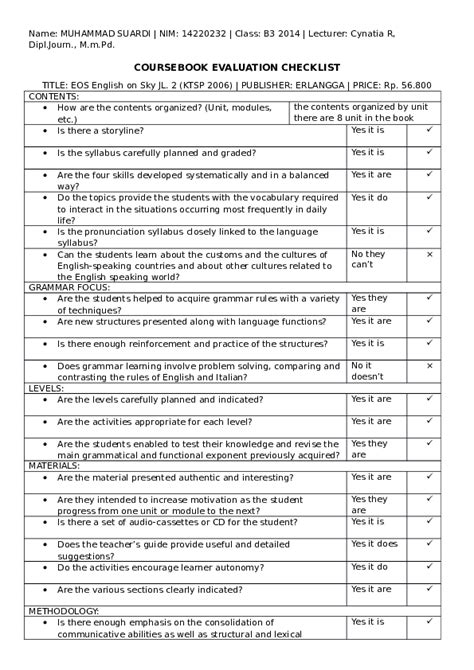 Doc Coursebook Evaluation Checklist Muhammad Suardi