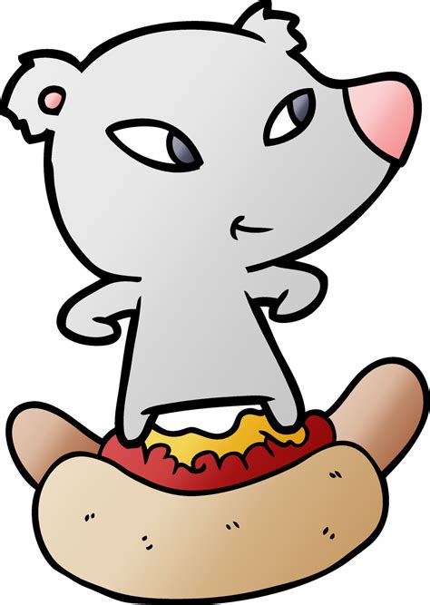 ours de dessin animé mignon chevauchant un énorme hot dog 12374395 Art vectoriel chez Vecteezy