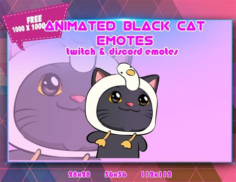 Animated Black Cat Chibi Wiggle Twitch Emotes Pack Discord Etsy In