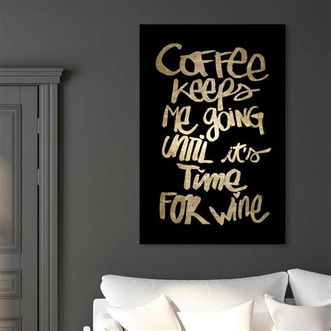 Oliver Gal Coffee And Wine Black Typography And Quotes Wall Art Canv