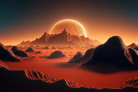 Marte Superficie Alienígena Planeta Paisaje 3d Ilustración Foto Premium