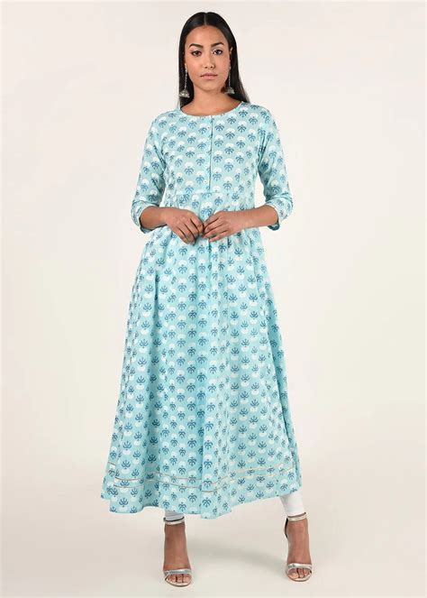 Get Blue Printed Anarkali Kurta At ₹ 2199 Lbb Shop