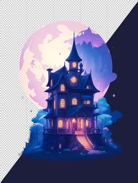 Acuarela Halloween Casa Embrujada Clipart Png Archivo Psd Premium