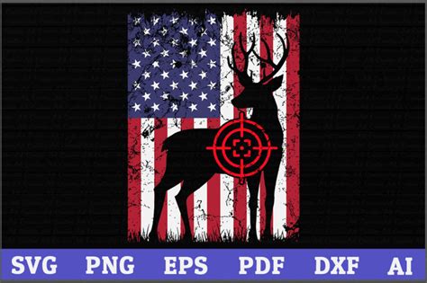 Deer Hunting American Flag SVG Design American Flag Svg Hunting Svg By