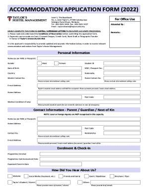 Fillable Online Accommodation Application Form Fax Email Print