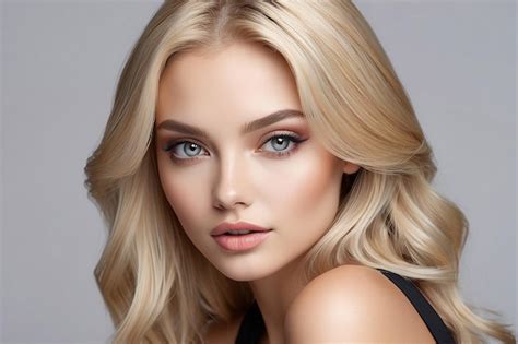 Premium Photo Woman With Beautiful Face And Clear Skin Sexy Blonde Woman Attractive Blonde Model