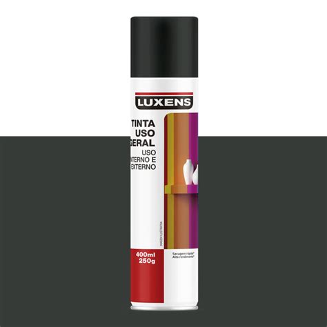 Tinta Spray Uso Geral Preto Semi Brilho 400mL Luxens Leroy Merlin