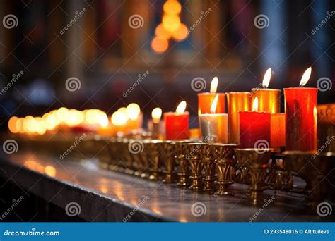 A Group of Candles on a Church Altar Stock Photo - Image of ...