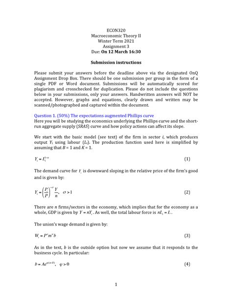 Econ Assignment Questions Winter Econ Macroeconomic